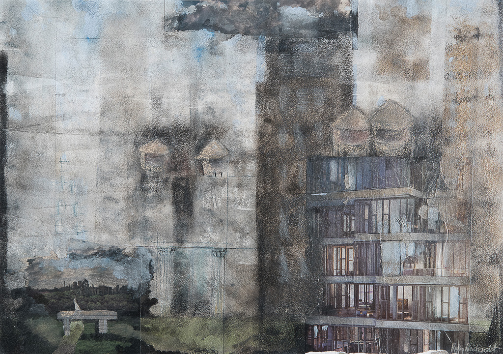 Glass Houses II     33x25inches<br />Oil paint on paper- SOLD