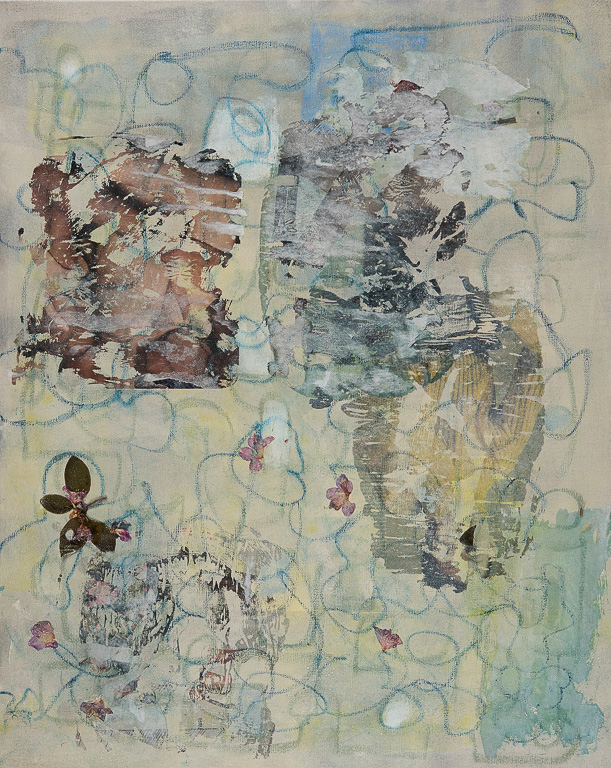 Shy Sunshine I     25x33inches<br />Acrylic and oil crayon on linen