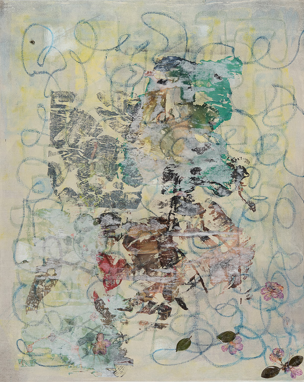 Shy Sunshine II   25x33inches<br />Acrylic and oil crayon on linen