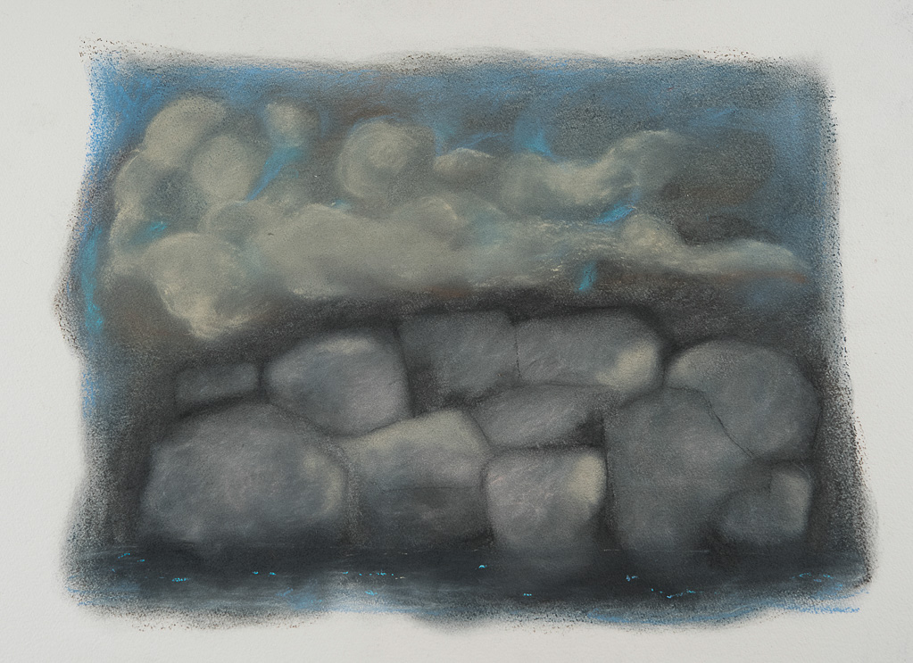 Raining Rocks   35x28inches<br />Pastel on paper