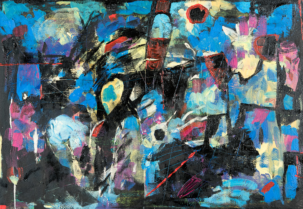 Why So Blue?<br />35x28inches<br />Oil on paper
