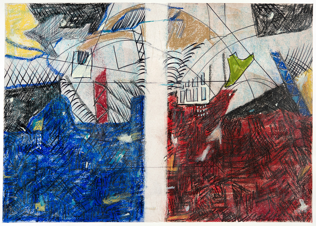 Composition in Blue and Red<br />35x28inches